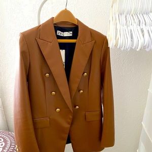 Zara leather blazer